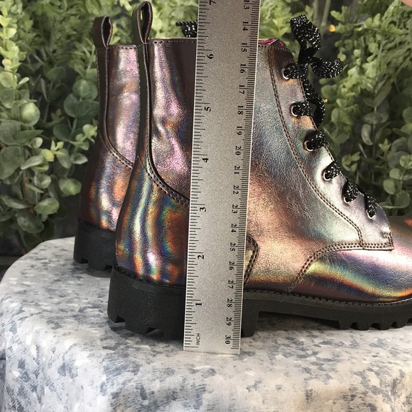 Brash Jet Fashion Lug Boots Iridescent Bronze Zip & Laces Combo Girls 5 NWT&NIB - Picture 9 of 10